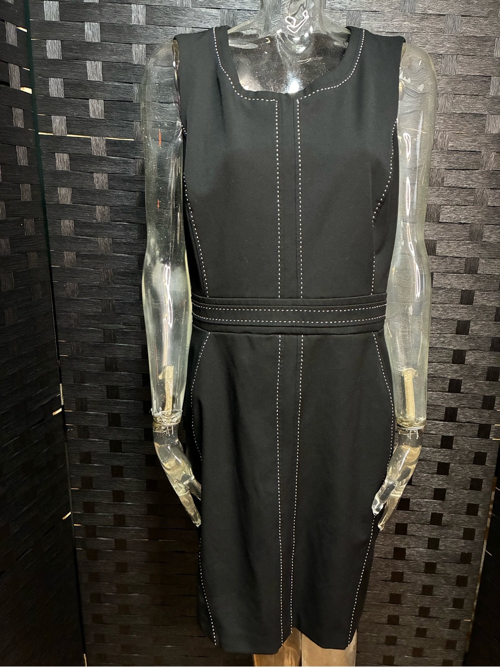 New York & Company Black Sheath Dress with Contrast Stitching